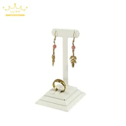 Earrings Rings Display Organizer Exhibitors Jewelry Props White Brushed Leather Jewelry Rack Ear Stud Storage Holder