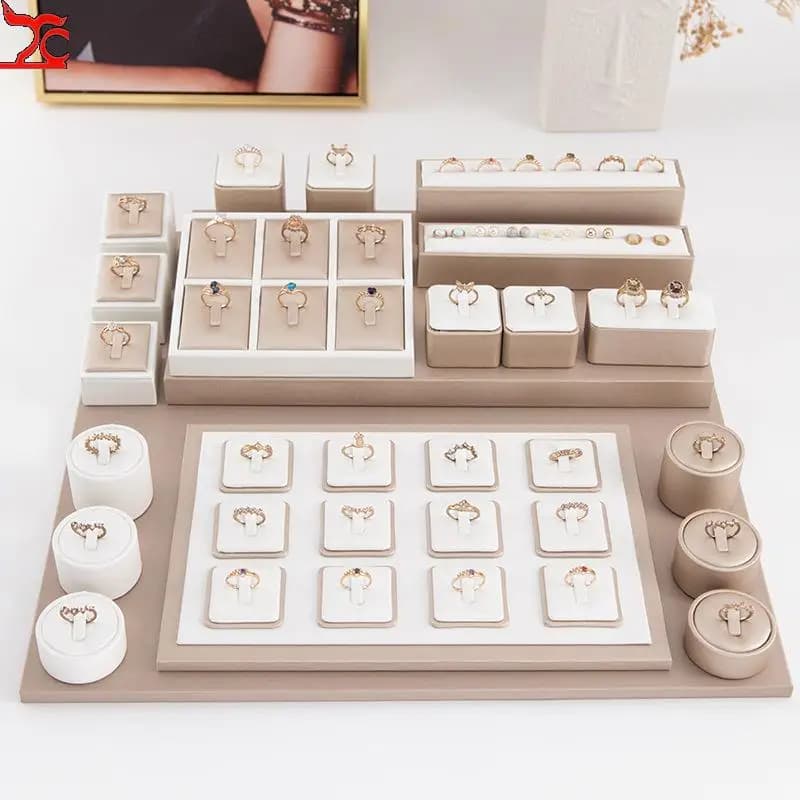 Ring Display Case Window Counter Ring Plate Display Jewelry Rack Champagne Jewelry Tray Commercial Display Props