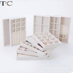 1PC Beige Velvet Jewelry Tray Earrings Earrings Ring Storage Earrings Simple Jewelry Box Jewelry Desktop Organizing Cases