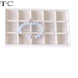 1PC Beige Velvet Jewelry Tray Earrings Earrings Ring Storage Earrings Simple Jewelry Box Jewelry Desktop Organizing Cases