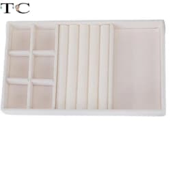 1PC Beige Velvet Jewelry Tray Earrings Earrings Ring Storage Earrings Simple Jewelry Box Jewelry Desktop Organizing Cases