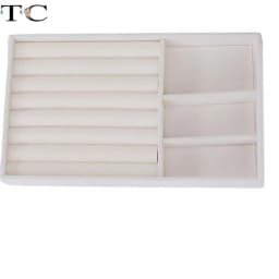 1PC Beige Velvet Jewelry Tray Earrings Earrings Ring Storage Earrings Simple Jewelry Box Jewelry Desktop Organizing Cases