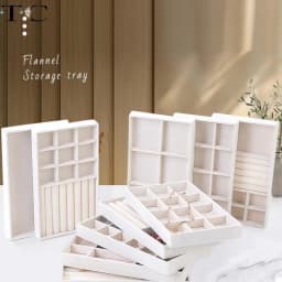 1PC Beige Velvet Jewelry Tray Earrings Earrings Ring Storage Earrings Simple Jewelry Box Jewelry Desktop Organizing Cases