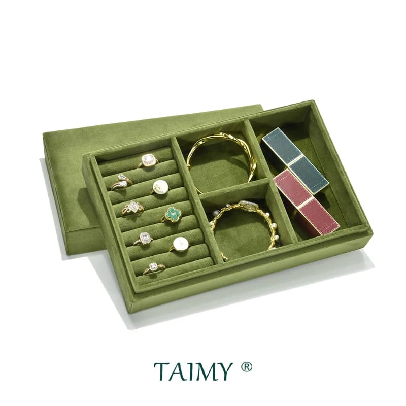 TAIMY Velvet Personalized Custom Logo Jewelry Box Storage Jewellery Tray Dressing Table Organizer