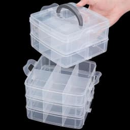 New 3 Tier 18-Grid Transparent Adjustable Stackable Compartment Slot Plastic Storage Box For Organizing Toys Jewelry Accessories