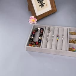 Jewelry Organizer Velvet Jewelry Storage Tray Display Ring Bracelet Necklace Storage Box Showcase Drawer Organizer Trays- GRAY