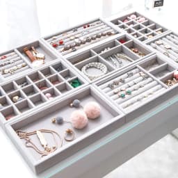 Jewelry Organizer Velvet Jewelry Storage Tray Display Ring Bracelet Necklace Storage Box Showcase Drawer Organizer Trays- GRAY