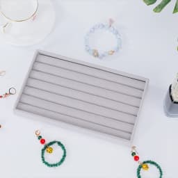Jewelry Organizer Velvet Jewelry Storage Tray Display Ring Bracelet Necklace Storage Box Showcase Drawer Organizer Trays- GRAY