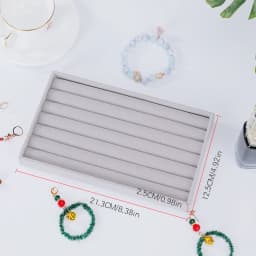 Jewelry Organizer Velvet Jewelry Storage Tray Display Ring Bracelet Necklace Storage Box Showcase Drawer Organizer Trays- GRAY