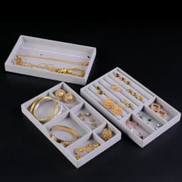 Jewelry Organizer Velvet Jewelry Storage Tray Display Ring Bracelet Necklace Storage Box Showcase Drawer Organizer Trays- GRAY