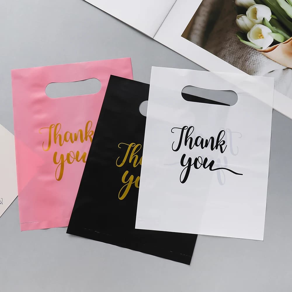 20Pcs/lot Thank You Gift Bags Wedding Birthday Guest Gift Wrap Plastic DIY Jewelry Bags Small Business Candy Packaging