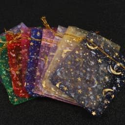 50pcs/lot Jewelry Packaging Moon Star Drawstring Organza Bags Party Goodie Packing Bags Wedding Candy Gifts Pouches Wholesale