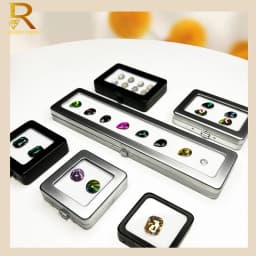 Metal Loose Diamond Jewelry Storage Box Slide Buckle Gemstones Display Organizer Case Glass Cover Jewellery Beads Gem Stone Jar