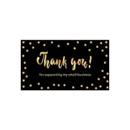 50PCS 9X5CM Black Matte Gold Thank You Cards For Small Business Gift Boxes Decoration Greeting Labels Jewelry Packing Supplies