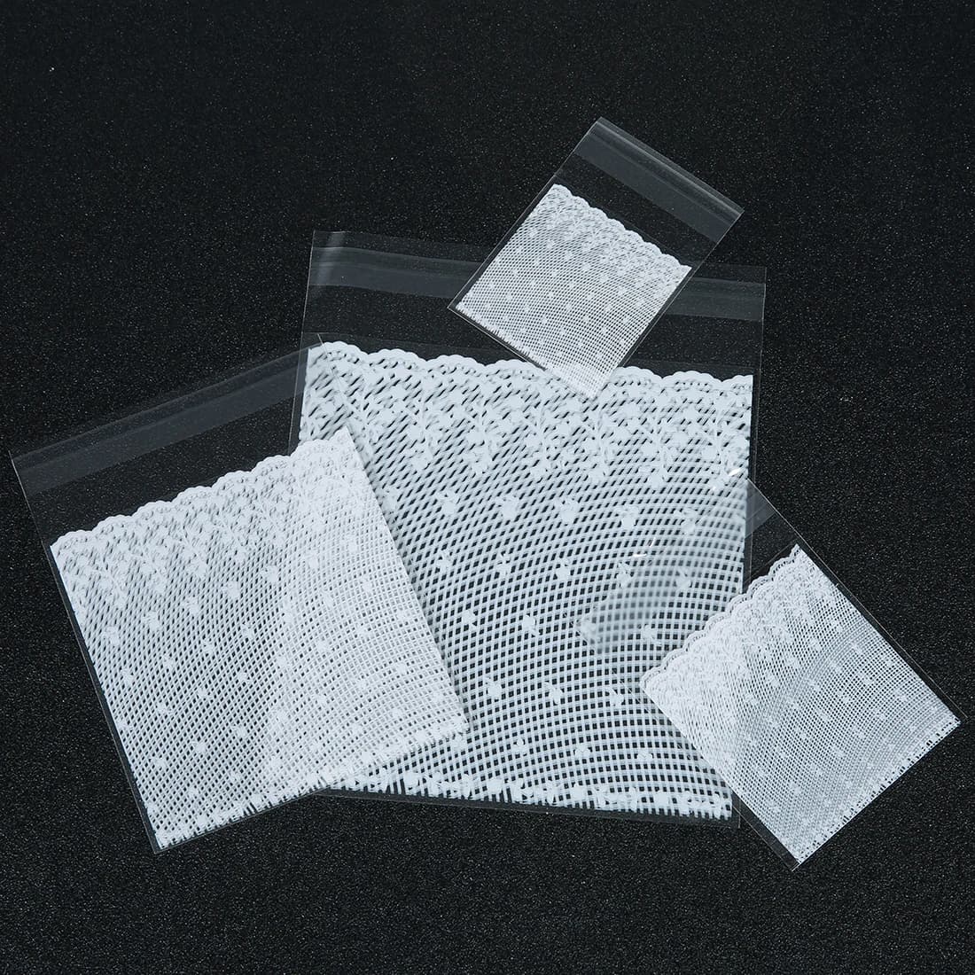 100pcs Self Adhesive Plastic Lace Cellophane Bag Sachet For Candy Jewelry Packaging Gift Small Businesses Products Supply