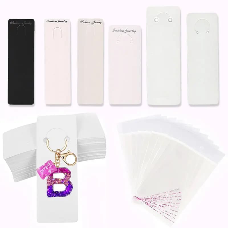 50pcs/lot Muti-size Keyrings Paper Cards White Black Packing Cards for Jewelry Keychain Display Cards Holder Retail Price Tags