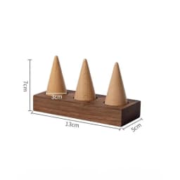 Wooden Jewelry Finger Ring Walnut Triangle Conical Jewelry Storage Display Stand For Rings Jewelry Holder Organizer Case