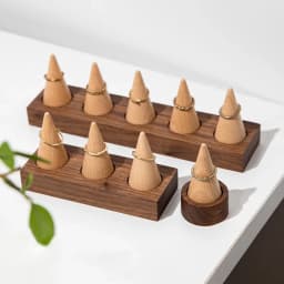 Wooden Jewelry Finger Ring Walnut Triangle Conical Jewelry Storage Display Stand For Rings Jewelry Holder Organizer Case