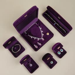 High End Rounded Edge Velvet Jewelry Storage Box with Multi Compartments for Earrings Rings Bracelets Necklaces Organizer Gift