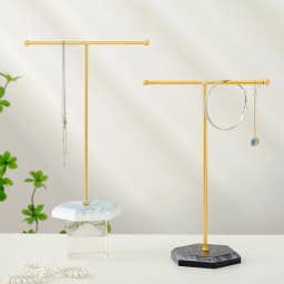 Newly Wooden/Metal Gold T-shaped Earrings Ring Necklace Watch Jewelry Shelf Jewelry Stand Counter Pendant Jewelry Display Stand
