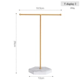 Newly Wooden/Metal Gold T-shaped Earrings Ring Necklace Watch Jewelry Shelf Jewelry Stand Counter Pendant Jewelry Display Stand