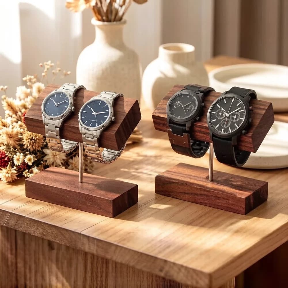 Wooden Jewelry Display Stand Walnut Bracelet Storage Rack Watch Holder Organizer Walnut Props