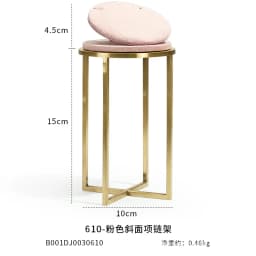 Pink Fabric Jewelry Display Stand Metal Rack Jewelry Exhibition Earrings Necklace Display Props Set Model Showcase