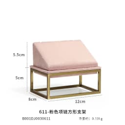Pink Fabric Jewelry Display Stand Metal Rack Jewelry Exhibition Earrings Necklace Display Props Set Model Showcase