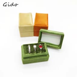Velvet 3 Slots Ring Box Jewelry Display Holder Portable Ring Storage Organizer Case for Rings Jewelry Gift Box for Women