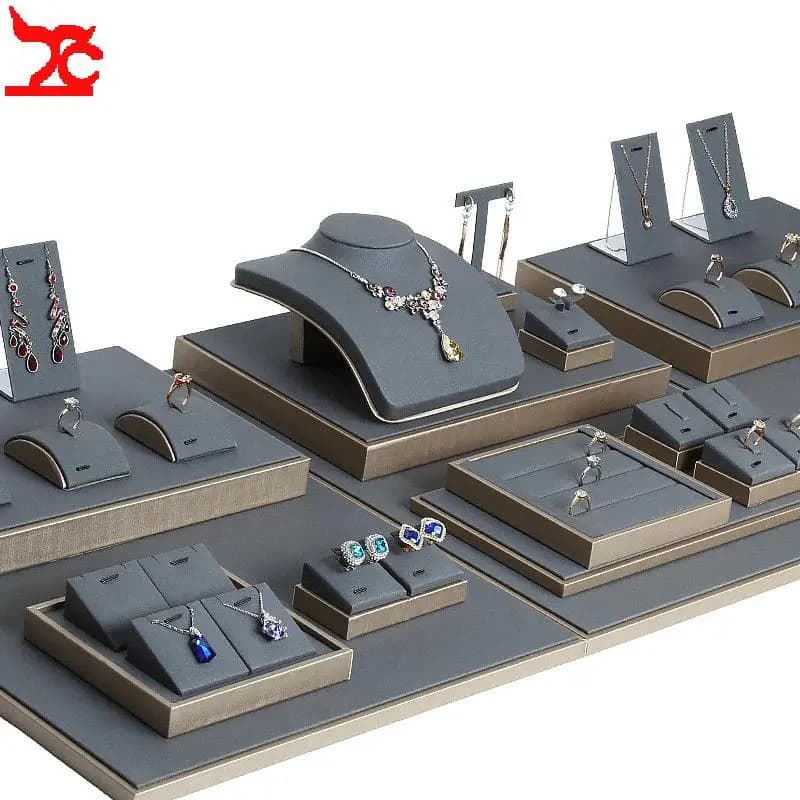 Luxury Jewelry Display Set Shop Exhibitor Counter Window Display Stand Necklace Ring Earring Organizer Holder Bracelet Rack