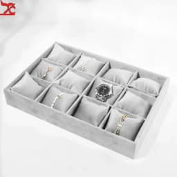 Velvet Earnail Pendant Jewelry Display Tray 12 Grid Bracelet Watch Premium Pillow Plate Adjustable Shelf 35*24 Menora