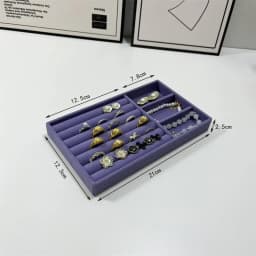 1PC Purple Fabric Jewelry Box Makeup Vanity Drawer Accessories Earrings Ring Storage Tray Desktop Organizer Box for Jewelry