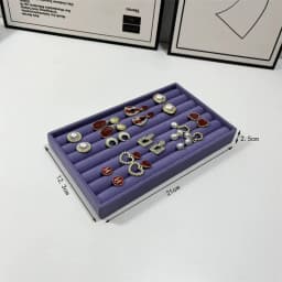 1PC Purple Fabric Jewelry Box Makeup Vanity Drawer Accessories Earrings Ring Storage Tray Desktop Organizer Box for Jewelry