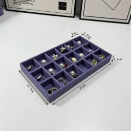 1PC Purple Fabric Jewelry Box Makeup Vanity Drawer Accessories Earrings Ring Storage Tray Desktop Organizer Box for Jewelry
