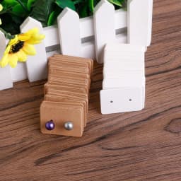 100Pcs Blank Kraft Paper Ear Studs Earring Display Cards Mini Price Label Tag Jewelry Cards DIY Project Storage Cards