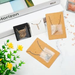 50pcs Necklace Chain Adhesive Pouch for DIY Jewelry Making Necklace Packing Card Self-Adhesive Chain Pocket 4.2x3.7 & 3.2x2.5cm