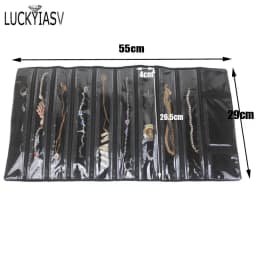 Wholesale Velvet Jewelry Storage Roll Bag Pendant Necklace Organizer Pouch Watch Bracelet Display Holder Travel Case Portable