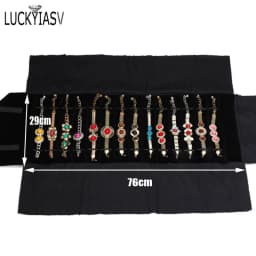 Wholesale Velvet Jewelry Storage Roll Bag Pendant Necklace Organizer Pouch Watch Bracelet Display Holder Travel Case Portable