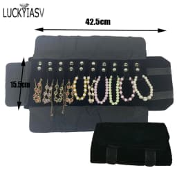 Wholesale Velvet Jewelry Storage Roll Bag Pendant Necklace Organizer Pouch Watch Bracelet Display Holder Travel Case Portable