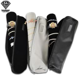 Portable Velvet Jewelry Storage Bag Jewelry Travel Roll Bag Black Leather Watch Bracelet Organizer Display Box