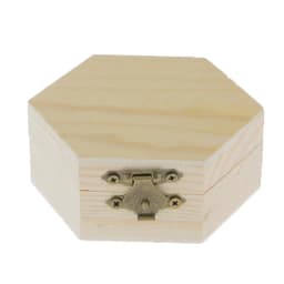 Phenovo Unpainted Plain Hexagonal Wooden Jewelry Box Trinket Chest Craft for Necklace Bracelet Bangle Earrings Watch Storage 