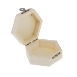 Phenovo Unpainted Plain Hexagonal Wooden Jewelry Box Trinket Chest Craft for Necklace Bracelet Bangle Earrings Watch Storage 