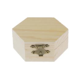 Phenovo Unpainted Plain Hexagonal Wooden Jewelry Box Trinket Chest Craft for Necklace Bracelet Bangle Earrings Watch Storage 