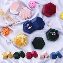 Hexagon Square Shape Velvet Jewelry Box Double Ring Storage Box Wedding Ring Display For Woman Gift Earrings Packaging