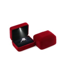 Luxury Wine Red Velvet LED Jewellery Box Wedding Ring Pendant Earring Jewelry Display Packaging Cases Free Custom Logo