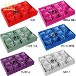 12 Grid Bracelet Watch Premium Pillow Plate 35*24cm Velvet Earnail Pendant Jewelry Display Tray
