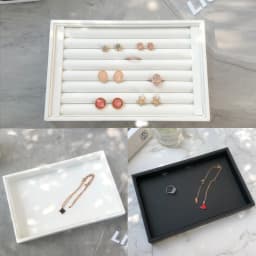 Newly White PU Rings/Flat Jewelry Display Velvet Slots Earrings Rings Tray Organizer Holder Case Box  8 Colors