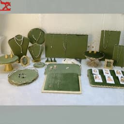 Fashion Grass Green Series Velvet Jewelry Display Rack Jewelry Shop Window Necklace Display Ring Bracelet Ornaments Rack