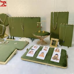 Fashion Grass Green Series Velvet Jewelry Display Rack Jewelry Shop Window Necklace Display Ring Bracelet Ornaments Rack