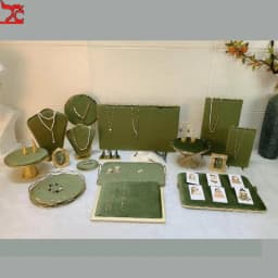 Fashion Grass Green Series Velvet Jewelry Display Rack Jewelry Shop Window Necklace Display Ring Bracelet Ornaments Rack